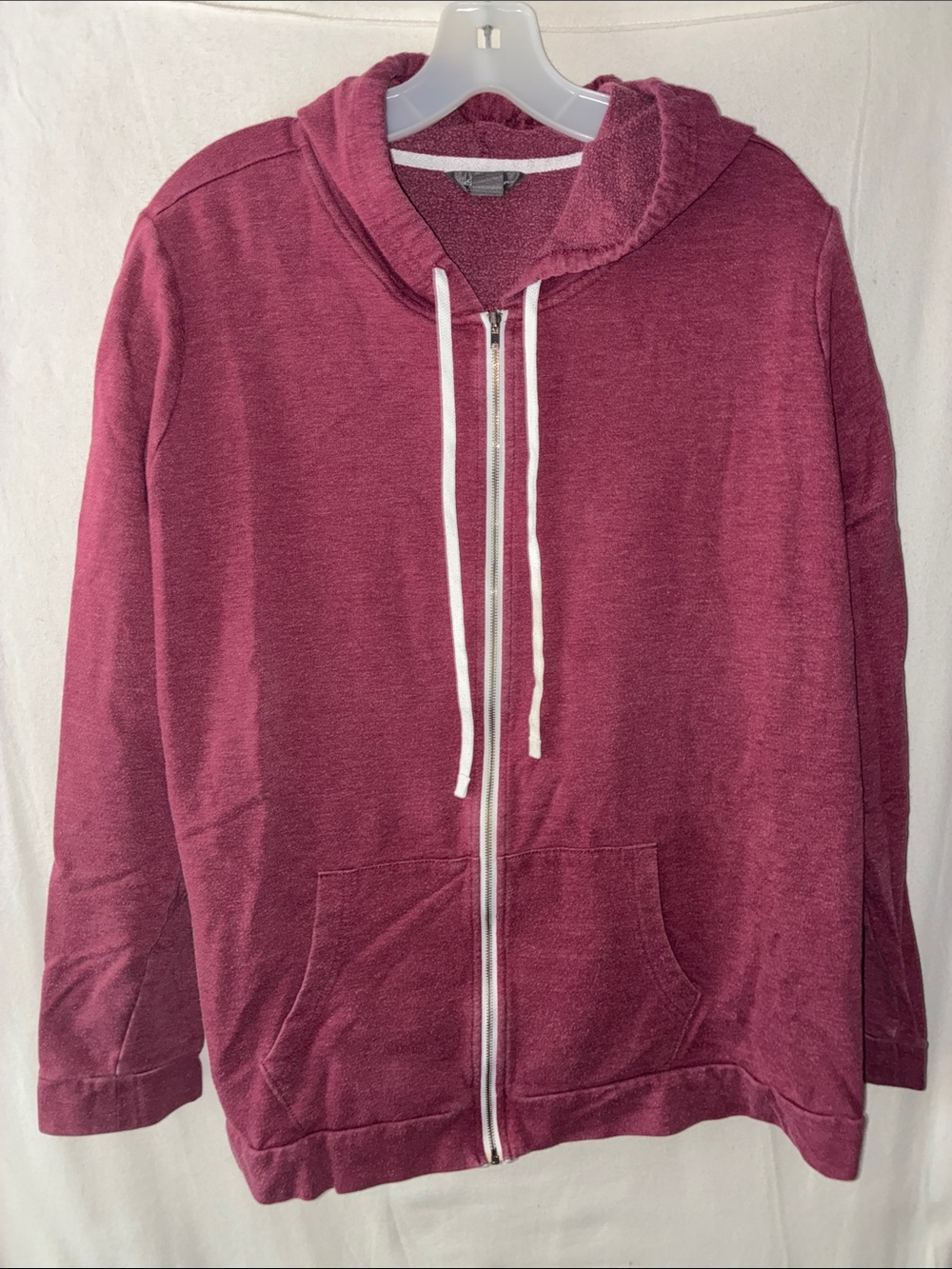 Maroon Zip-Up Hoodie with Drawstrings